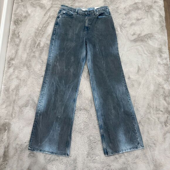 NWT Free People We The Free Tinsley Baggy High Rise Jean 28 Dark Gray Rinse Boho - Picture 1 of 16